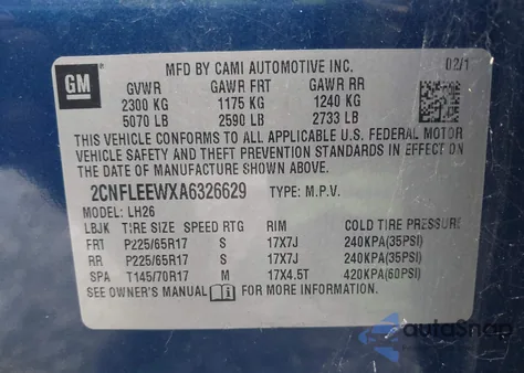 2010 Chevrolet Equinox Lt from USA, damaged, VIN 2CNFLEEWXA6326629